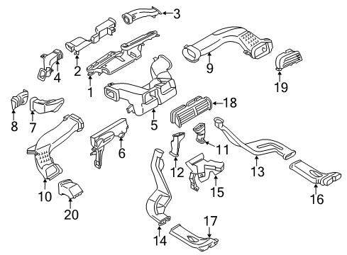 2020 Ford Fusion Vent Air Louvre Assembly Diagram for DS7Z-19893-CE