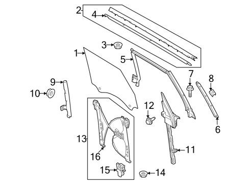 2024 Ford Bronco Door Glass Run Diagram for M2DZ-7821597-E