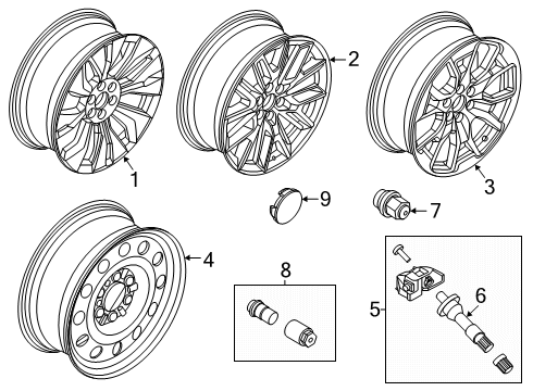 2025 Ford Expedition Wheel Assembly Diagram for SL1Z-1007-F