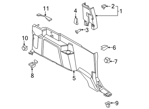 2024 Ford Bronco Quarter Trim Assembly Diagram for M2DZ-9831013-BD