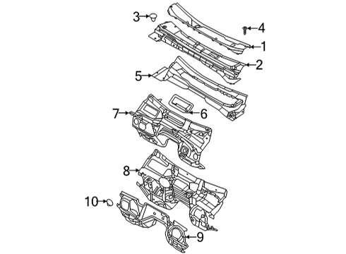 2024 Ford Bronco PANEL ASY - COWL TOP - OUTER Diagram for MB3Z-5802012-B