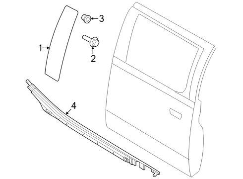 2025 Ford F-250 Super Duty Door Glass Chan Weatherstrip Diagram for ML3Z-1825597-B