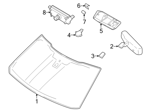 2024 Ford F-150 Lightning Windscreen Glass Diagram for RL3Z-1003100-H