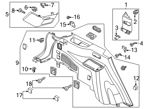 2023 Lincoln Aviator Roof Side Trim Moulding Diagram for LC5Z-7831011-AF