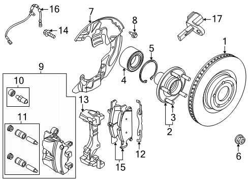 2025 Ford Bronco Sport Brake Lining Kit Diagram for JX6Z-2001-J