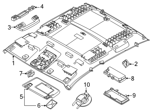 2025 Ford Ranger Visor Assembly Sun Diagram for KB3Z-2104105-CC