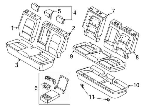 2021 Ford Bronco Sport Rear Seat Back Cover Assembly Diagram for M1PZ-7866601-JD