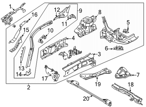 2025 Ford Bronco Sport Floor Side Member Assembly Diagram for LX6Z-7810124-AL