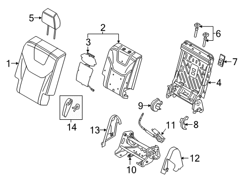 2022 Ford Edge Rear Seat Back Cover Assembly Diagram for FT4Z-5866600-BE
