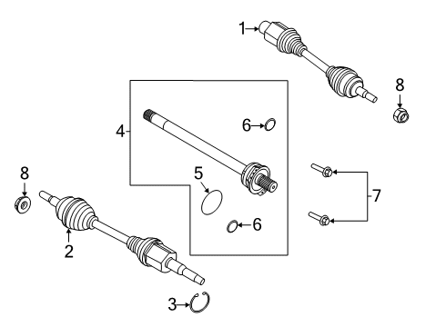 2020 Ford Escape Front Axle Shaft Diagram for LX6Z-3B436-B
