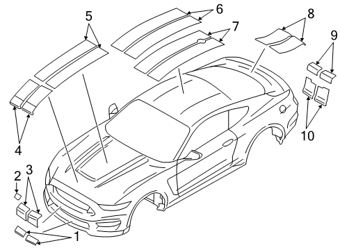 2020 Ford Mustang Decal Stripe Diagram for KR3Z-6320000-EA