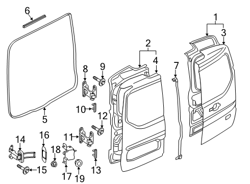 2021 Ford Transit Connect Door Check Assembly Diagram for DT1Z-6144100-F