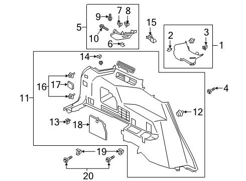 2024 Ford Explorer Roof Side Trim Moulding Diagram for LB5Z-7831011-DK