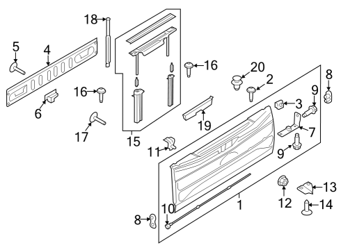 2023 Ford F-150 Tailgate Assembly Diagram for ML3Z-9940700-R