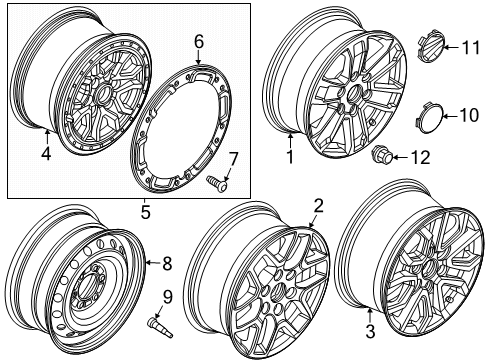 2025 Ford Ranger Wheel Assembly Diagram for KB3Z-1015-E