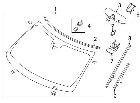 2019 Ford Police Interceptor Utility Windshield Moulding Diagram for BB5Z-7803144-BB