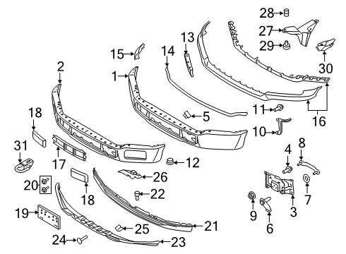 2020 Ford F-150 Front Bumper Assembly Diagram for JL3Z-17757-ACP