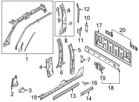 2021 Ford F-150 Cowl Panel Insulator Diagram for ML3Z-15023A60-C