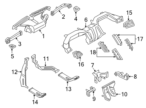 2020 Ford Edge Vent Air Louver Hose Diagram for KT4Z-18490-A