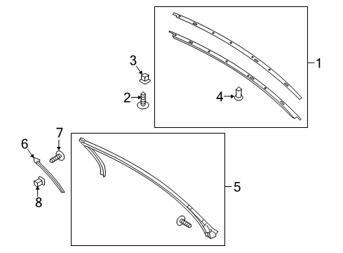 2022 Ford Mustang Retainer Weatherstrip Diagram for FR3Z-6302564-D