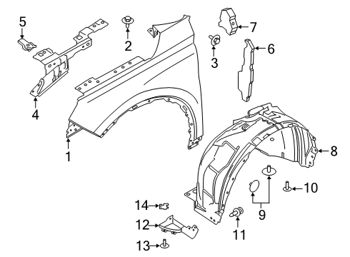 2023 Lincoln Corsair Front Fender Assembly Diagram for LJ7Z-16006-A