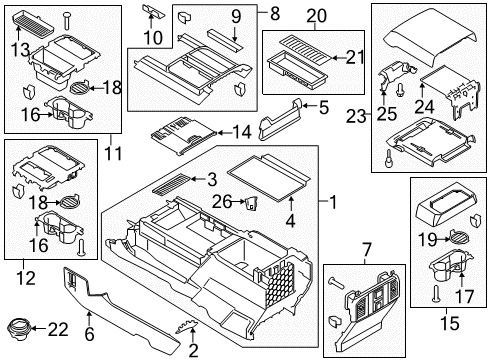 2020 Ford F-150 Console Panel Assembly Diagram for KL3Z-15045A76-AB
