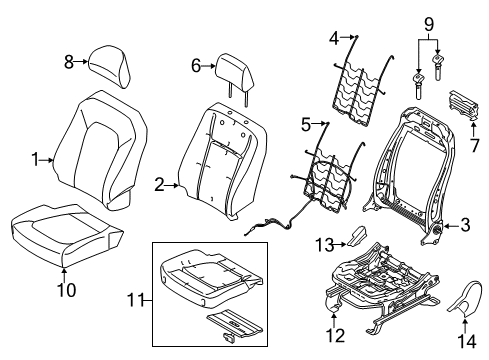 2021 Ford F-350 Super Duty Seat Back Cover Assembly Diagram for MC3Z-2564417-DC