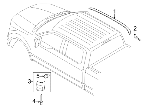 2023 Ford F-350 Super Duty Roof Side Trim Moulding Diagram for HC3Z-2851729-AC