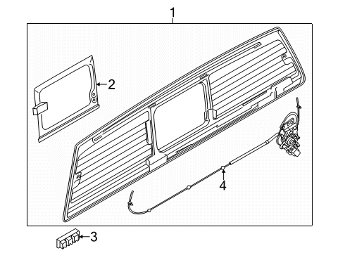 2025 Ford Ranger Glass & Hardware - Back Glass Diagram 2