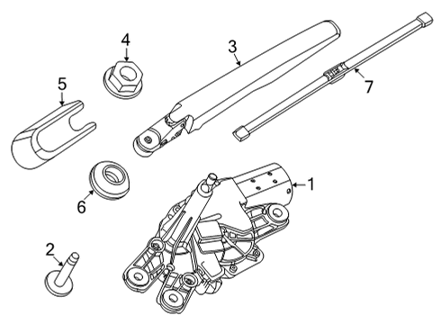 2022 Ford Mustang Mach-E Wiper Blade Assembly Diagram for LJ8Z-17528-CA