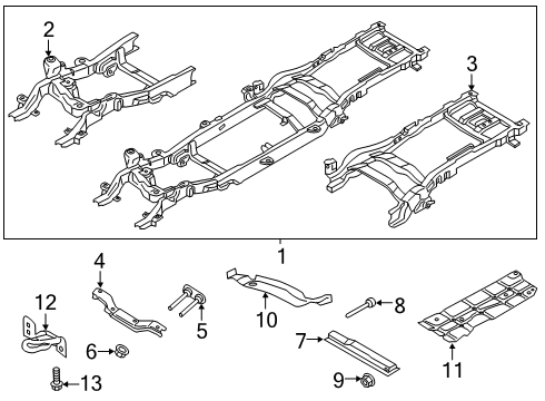 2022 Ford F-350 Super Duty Frame Assembly Diagram for LC3Z-5019-B