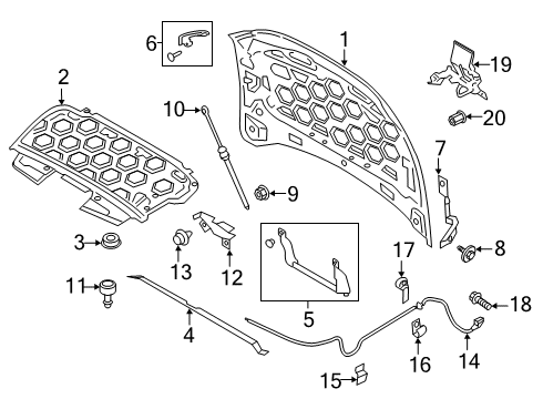 2020 Lincoln Continental Hood Latch Assembly Diagram for GD9Z-16700-B
