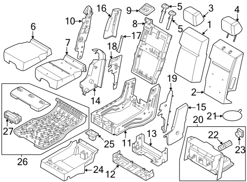 2023 Ford F-250 Super Duty Headrest Cover Roll Type Diagram for NL3Z-15610A62-CA