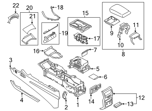 2022 Ford Edge Console Armrest Assembly Diagram for LT4Z-5806024-AD
