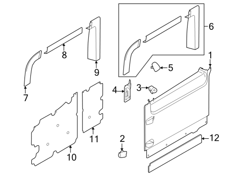 2025 Ford E-Transit Panel Door Trim Lower Diagram for KK3Z-6127411-AB