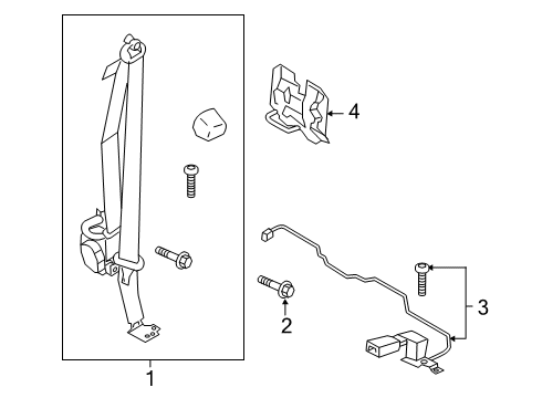 2021 Ford Ranger Seat Belt Buckle Assembly Diagram for KB3Z-2160044-AB