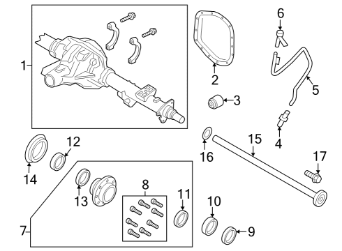 2025 Ford F-250 Super Duty Rear Axle Shaft Assembly Diagram for PC3Z-4234-B