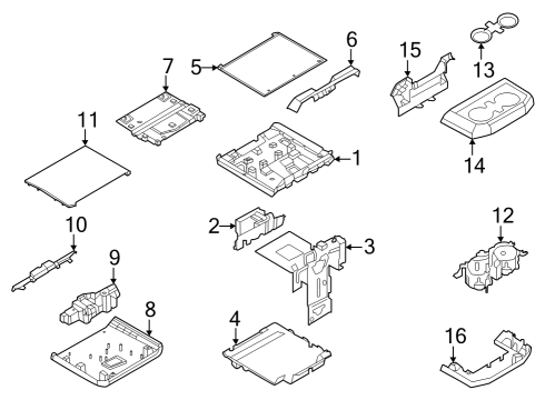 2022 Ford F-150 Cover And Pad Center Armrest Diagram for NL3Z-1506024-DB