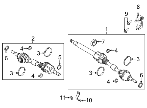 2021 Ford Edge Front Axle Shaft Diagram for K2GZ-3B436-AJ