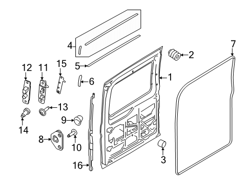 2025 Ford Transit Hinged Side Loading Door Assembly Diagram for LK4Z-6124622-N