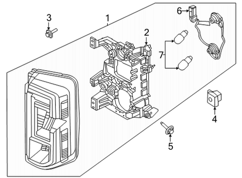 2022 Ford Bronco Rear Lamp Assembly Diagram for M2DZ-13405-A
