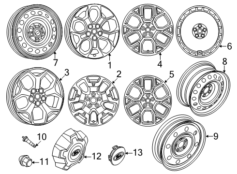 2025 Ford Maverick Wheel Assembly Diagram for SZ6Z-1007-A