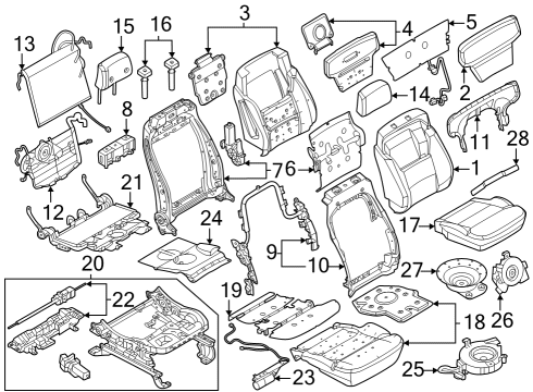 2023 Ford F-250 Super Duty Seat Back Cover Assembly Diagram for PC3Z-1664416-BS