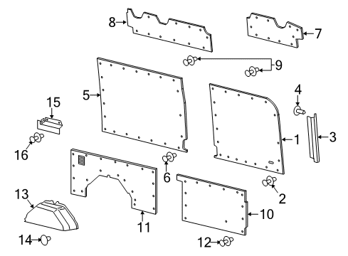 2023 Ford Transit Load Compartment Trim Diagram for CK4Z-6131013-Q