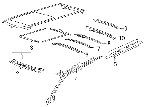 2021 Ford Expedition Roof Panel Assembly Diagram for JL1Z-4050202-C