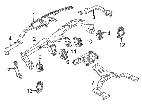 2023 Ford F-150 Vent Air Louver Hose Diagram for ML3Z-18490-D
