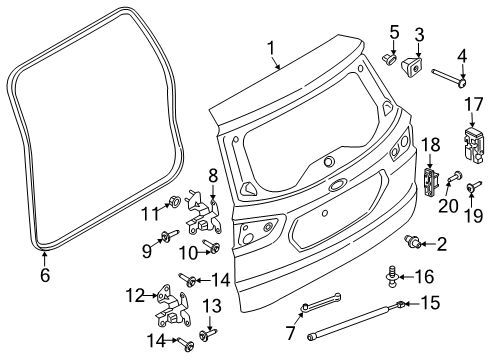 2021 Ford EcoSport Tailgate Assembly Diagram for GN1Z-7440010-J