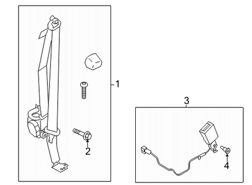 2022 Ford Bronco Seat Belt Assembly Diagram for MB3Z-61611B69-AB