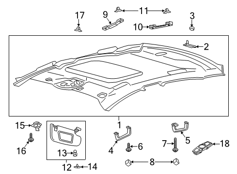 2020 Lincoln MKZ Headlining - Roof Diagram for HP5Z-5451916-DB