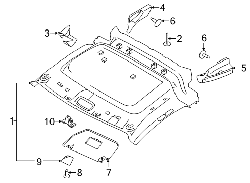 2020 Ford Transit Connect Headlining - Roof Diagram for KT1Z-6151916-AE